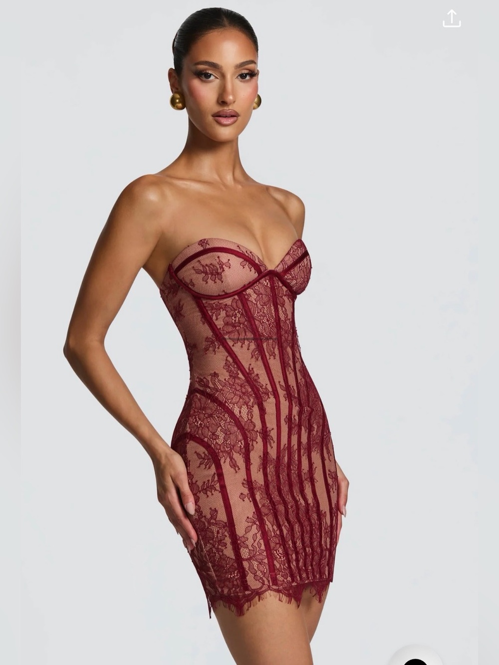 Babyboo SIAN MINI DRESS - BURGUNDY Size - Picture 4 of 5